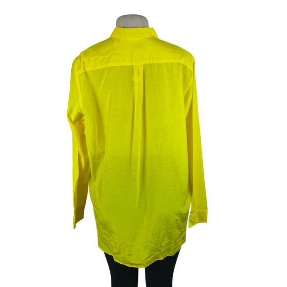Gap Women’s Yellow Cotton/Silk Blend Button-Down Shirt Long Sleeve XL - New - Picture 3 of 9